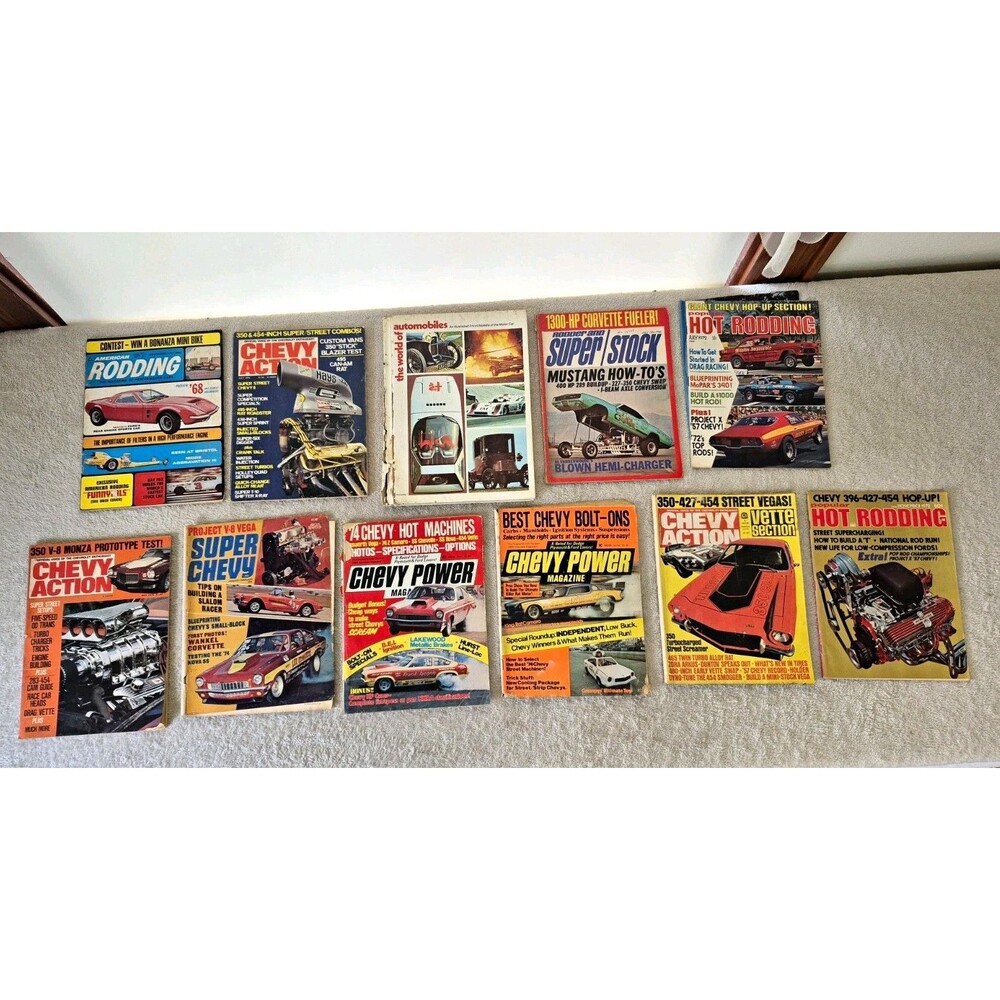 Vintage Hot Rod Car Magazine Lot 1960s 1970s Chevy Action Super Chevy Drag Racin